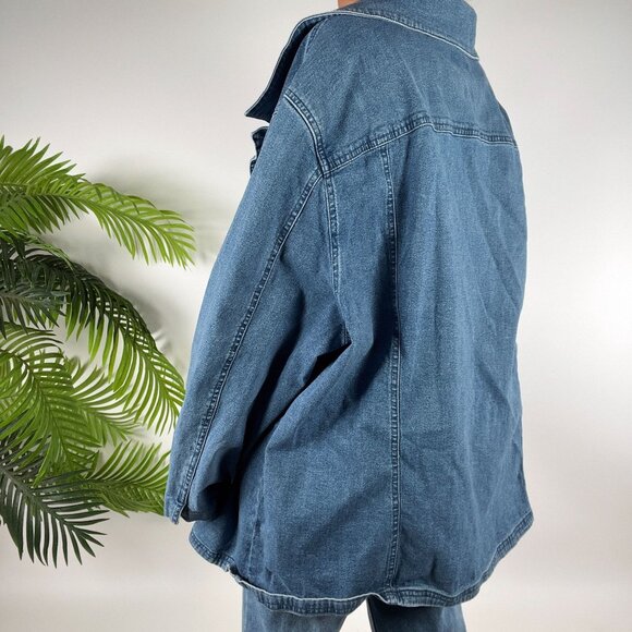 Vintage 90s Grunge Indie Casual Oversized Mid Wash Denim Utility Jacket / L - Picture 2 of 7